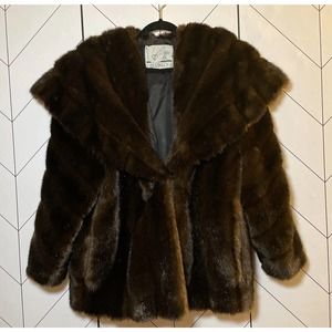 VNTG Suziklo RARE Made in Paris France Faux Fur Coat Chocolate Brown Size 1
